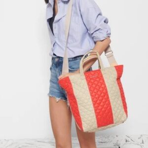 MZ Wallace Red and Cream Quilted Tote